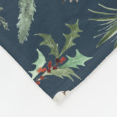 ホームエレガントデコ海軍ブルー植物体モダン フリースブランケット (角)