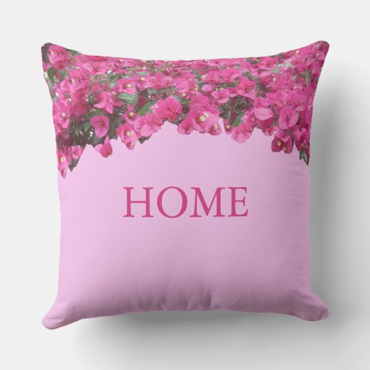 ホームエレガントトロピカルフラワーオンピンク クッション (裏面)