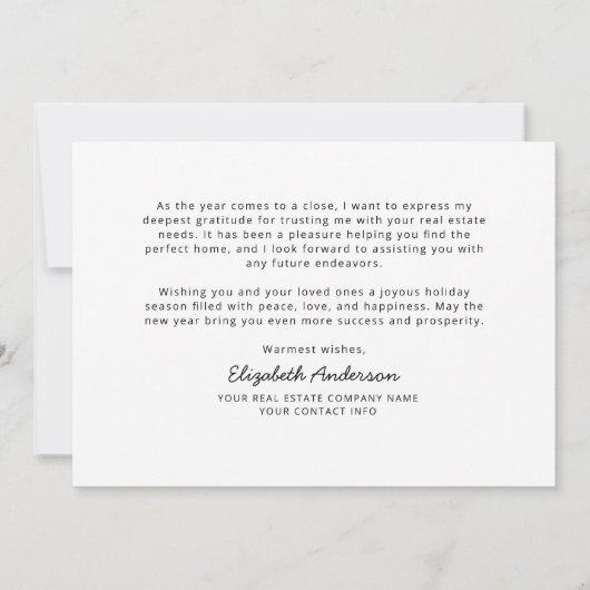 ホームエレガント不動産仲介業者フォトホリデーカード シーズンカード (裏面)