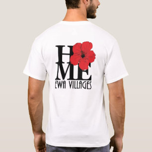 ホームエワヴィレッジレッドハイビスカス(バックプリント) Tシャツ