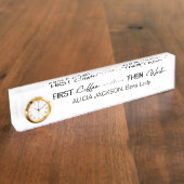 ホームオフィスおもしろいタイポグラフィ白黒 デスクネームプレート (側面)