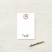 ホームオフィスパーソナライズされたデイテッドピンクボホ花模様 ポストイット (デスク上)