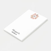 ホームオフィスパーソナライズされたデイテッドピンクボホ花模様 ポストイット (アングル)