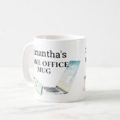 ホームオフィス 名 水彩 スマホ コンピューター コーヒーマグカップ (正面左)