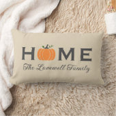 ホームオレンジカボチャパーソナライズされたラストネーム秋 ランバークッション (ブランケット)