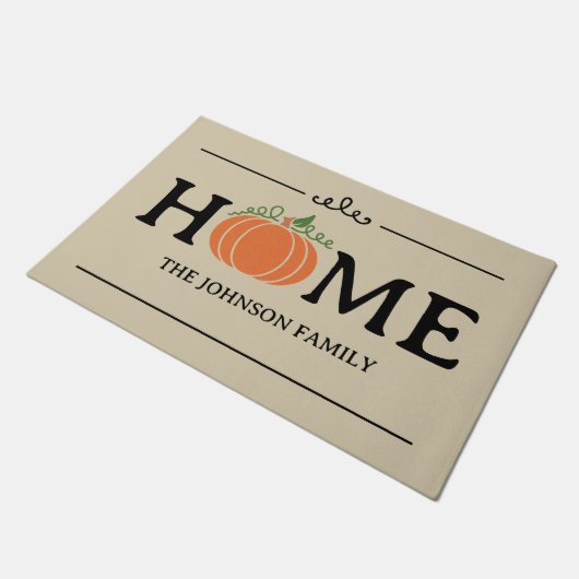 ホームオレンジカボンプキンベージュカスタム姓ドルマット ドアマット (アングル)