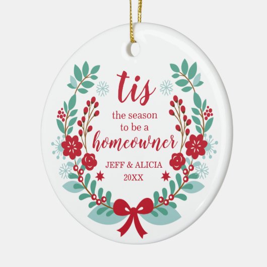 ホームオーナーローレルになるシーズンパーソナライズされただ セラミックオーナメント (左)