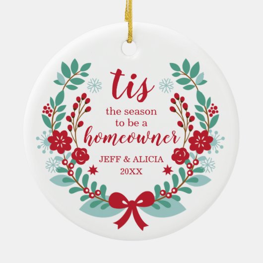 ホームオーナーローレルになるシーズンパーソナライズされただ セラミックオーナメント (裏面)