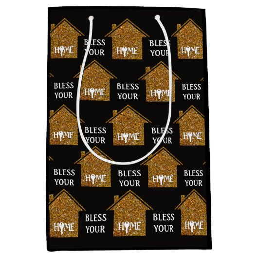 ホームカスタム賛美不動産仲介業者クライアントの ミディアムペーパーバッグ (正面)