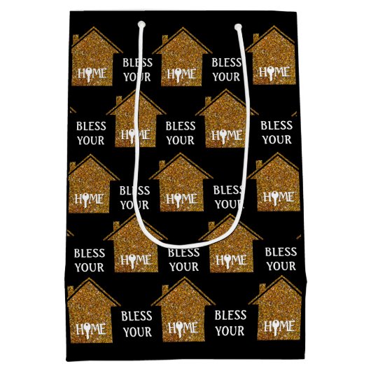 ホームカスタム賛美不動産仲介業者クライアントの ミディアムペーパーバッグ (裏面)