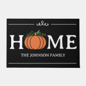 ホームカボンプキンブラックアンドホワイトパーソナライズされた秋 ドアマット (正面)