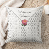 ホームカミング グレイ ドット ジオメトリック パターン & フラワー クッション (ブランケット)