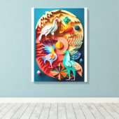 ホームカラフルユニークデコール キャンバスプリント (インサイチュ (ウッドフロア))