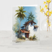 ホームカリブの・イン・ウォーター・カラー カード (黄色い花)