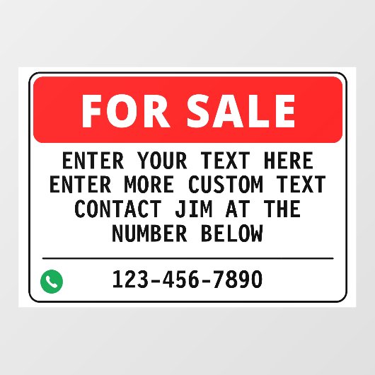 ホームカーカスタマイズゴントラック販売用の汎用 ウィンドウサイン (シート)