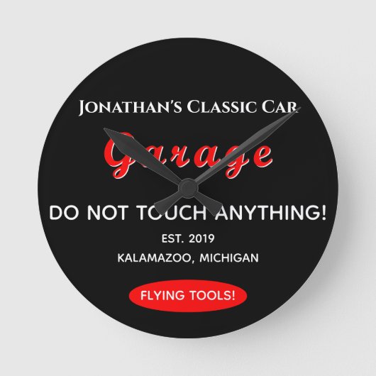 ホームカー整備士ガレージツ飛んでいるールウォールクロック ラウンド壁時計 (正面)