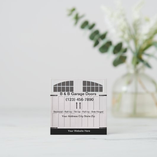 ホームガレージまたはビジネスガレージドアサービス スクエア名刺 (スタンド正面)