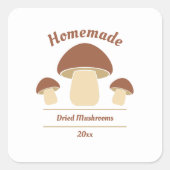 ホームキャンドまたは乾燥したマッシュルームのラベルシール スクエアシール (正面)