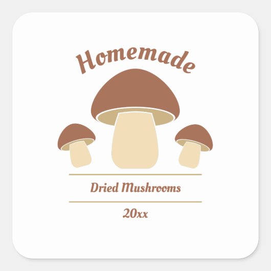 ホームキャンドまたは乾燥したマッシュルームのラベルシール スクエアシール (正面)