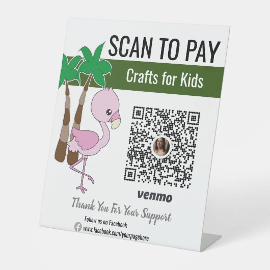 ホームクラフトビジネスアイディア |スキャンして支払いベンモ 台座サイン (正面)