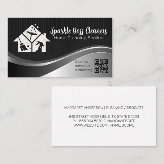 ホームクリーニングアイコン | QRコード 名刺 (正面/裏面)