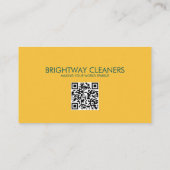 ホームクリーニングサービスティール(緑がかった色)イエローQRコード 名刺 (裏面)