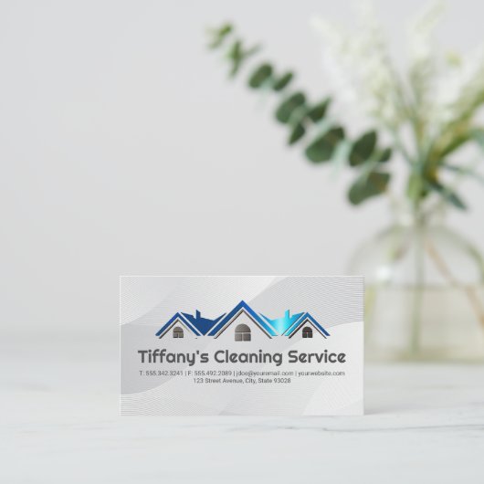 ホームクリーニングサービス | 屋根のロゴ 名刺 (スタンド正面)