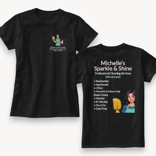 ホームクリーニングサービモダンスウーマンブラック Tシャツ