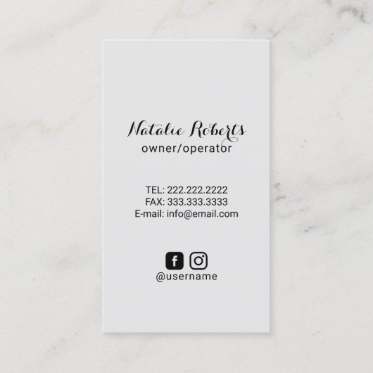 ホームクリーニングプレーン青のハウスキーピングのメイドサービス 名刺 (裏面)