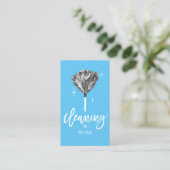 ホームクリーニングプレーン青のハウスキーピングのメイドサービス 名刺 (スタンド正面)