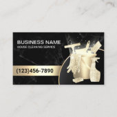 ホームクリーニングメイドサービスモダン金ゴールド&大理石 名刺 (正面)