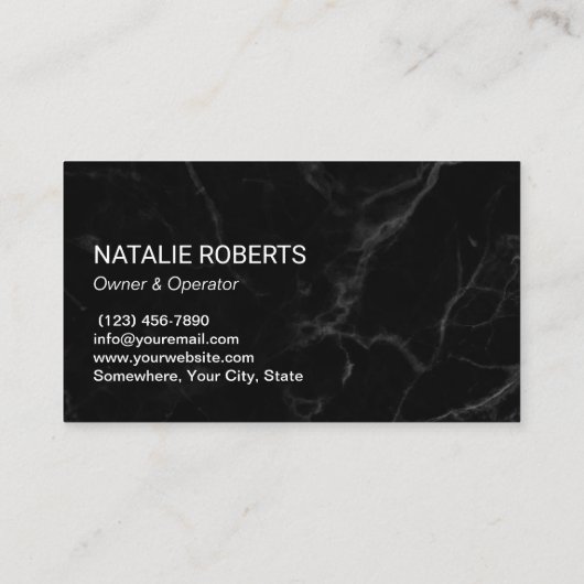 ホームクリーニングメイドサービス黒モダン大理石 名刺 (裏面)