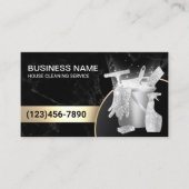 ホームクリーニングメイドサービス黒モダン大理石 名刺 (正面)