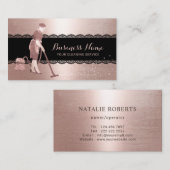 ホームクリーニングモダンバラ金ゴールドブラックレースメイド 名刺 (正面/裏面)