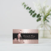 ホームクリーニングモダンバラ金ゴールドブラックレースメイド 名刺 (スタンド正面)