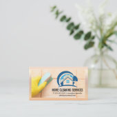 ホームクリーニングロゴ |メイドスクラブタイル 名刺 (スタンド正面)