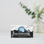 ホームクリーニングロゴ | 石けん水 | 黒大理石 名刺 (スタンド正面)