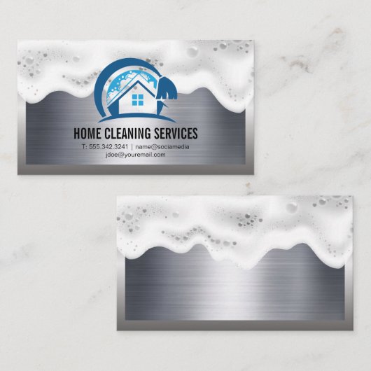 ホームクリーニングロゴ | Soap Suds |メタリック 名刺 (正面/裏面)