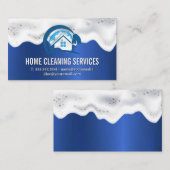 ホームクリーニング | 石けん水 | ブルーメタリックテクスチャ 名刺 (正面/裏面)