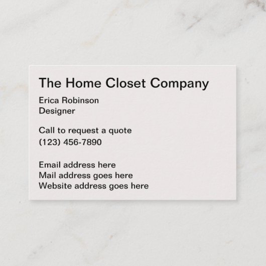 ホームクローゼットの改造整理 名刺 (裏面)