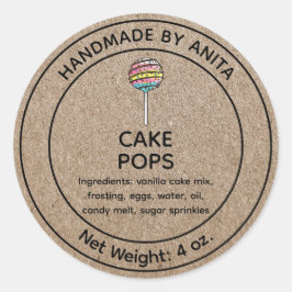 ホームケーキ焼いたレーベルポップ・アートのクラフト ラウンドシール