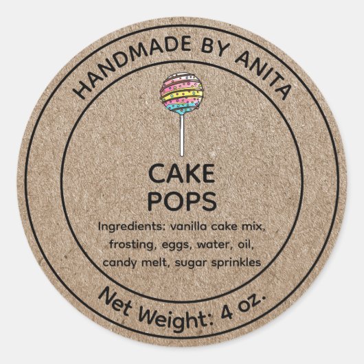ホームケーキ焼いたレーベルポップ・アートのクラフト ラウンドシール (正面)