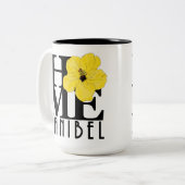 ホームサニベルイエローハイビスカス15oz ツートーンマグカップ (正面左)