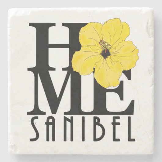 ホームサニベルイエローハイビスカス ストーンコースター (正面)