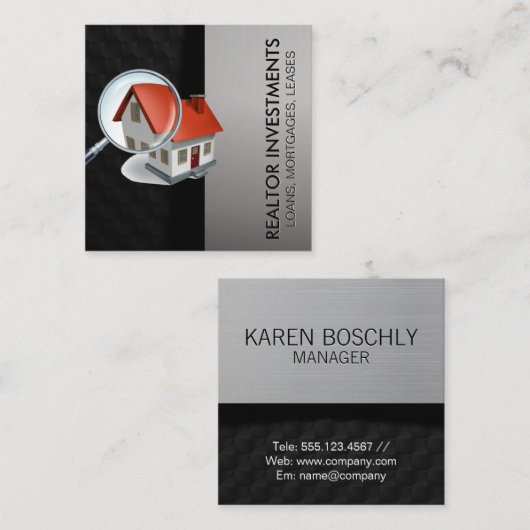 ホームサーチの拡大 | 実在地 スクエア名刺 (正面/裏面)