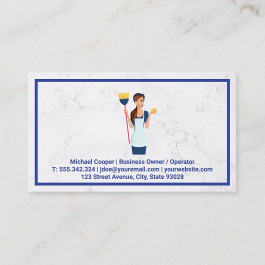 ホームサービスのクリーニング | ほうき付きメイド 名刺 (裏面)