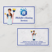 ホームサービスのクリーニング | ほうき付きメイド 名刺 (正面/裏面)