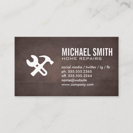 ホームサービスの修復 | 茶色のテクスチャ背景 名刺 (正面)