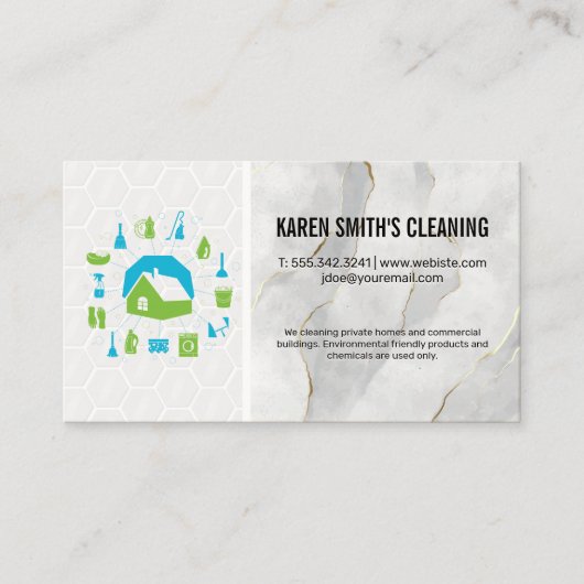 ホームサービスロゴのクリーニング |メイド |消毒 名刺 (正面)