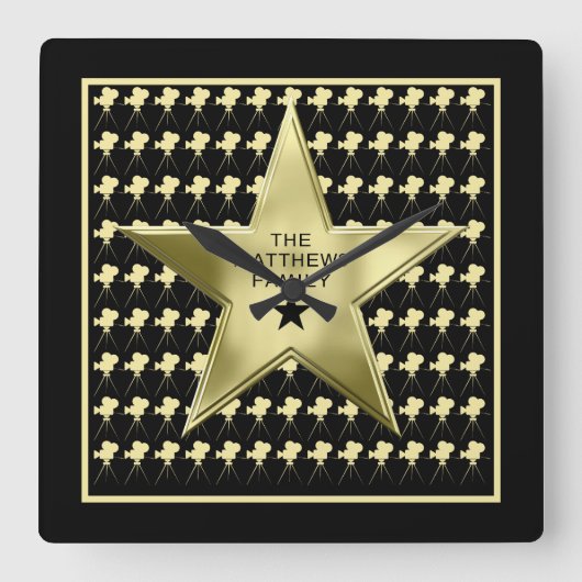 ホームシアターパーソナライズされた名映画スター スクエア壁時計 (正面)